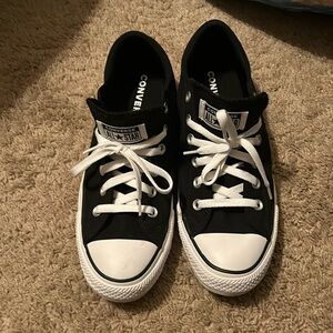 Black Thick Tongue Converse - Womens Size 10